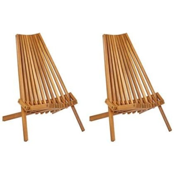 Beliani - BELLANO - Tuinstoel set van 2 - Lichthout - Acaciahout