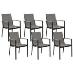 Beliani - BUSSETO - Tuinstoel set van 6 - Zwart - Aluminium