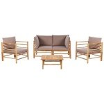 Beliani - CERRETO - Loungeset 4-zits - Taupe - Bamboehout