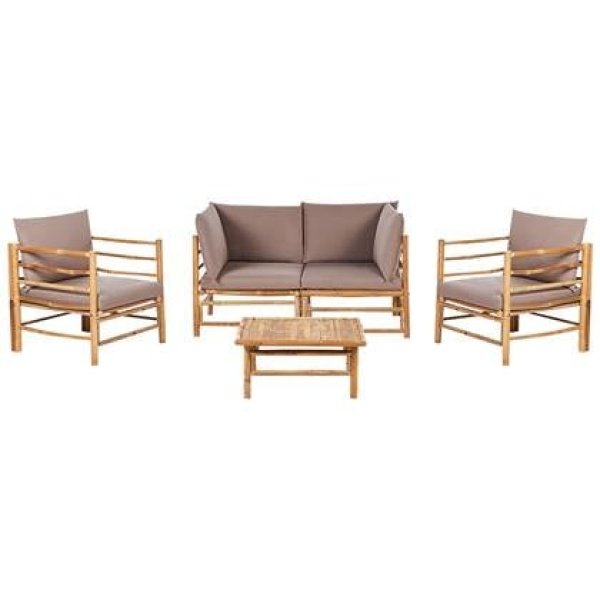 Beliani - CERRETO - Loungeset 4-zits - Taupe - Bamboehout