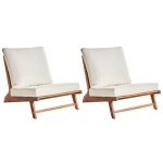 Beliani - MICCIANO - Tuinstoel set van 2 - Gebroken wit - Acaciahout