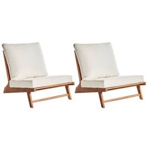 Beliani - MICCIANO - Tuinstoel set van 2 - Gebroken wit - Acaciahout