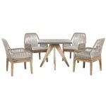 Beliani - OLBIA - Tuinset voor 4 Vierkant - Grijs|Beige - Vezelcement
