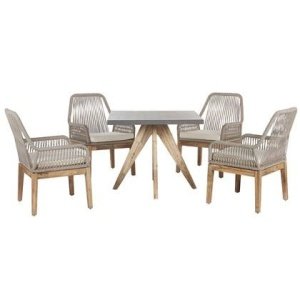 Beliani - OLBIA - Tuinset voor 4 Vierkant - Grijs|Beige - Vezelcement