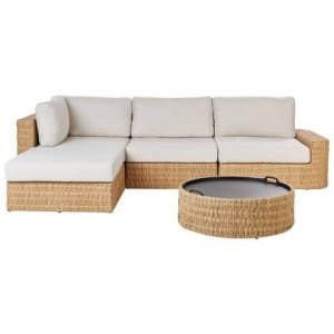 Beliani - OLIVERI - Loungeset 4-zits - Beige - Kunstrotan