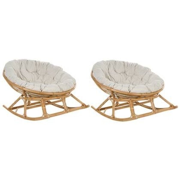 Beliani - ORVIETO - Schommelstoel set van 2 - Lichtbeige - Rotan