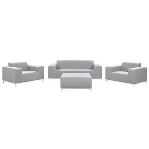 Beliani - ROVIGO - Loungeset voor 5 - Lichtgrijs - Polyester