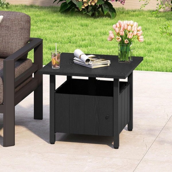 Buiten Bijzettafel met Ø48 cm Parasolgat Tuintafel met 2 Zandzakken Balkontafel