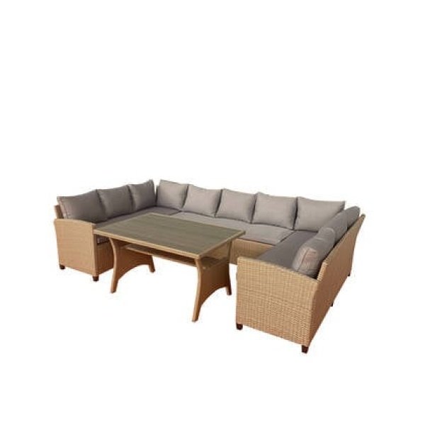 Giga Living - 9-Zits Loungeset - Naturel Rotan - Ventura