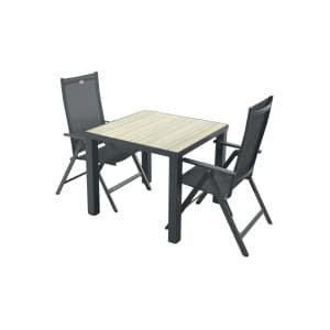 Hartman Napoli/Nola verstelbare tuinset 90x90 cm. - Antraciet/Houtlook