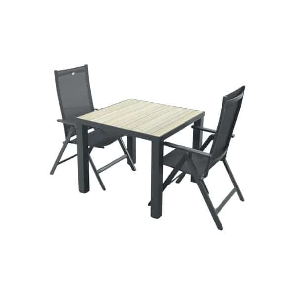 Hartman Napoli/Nola verstelbare tuinset 90x90 cm. - Antraciet/Houtlook