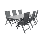 Hartman Napoli/Soreno deens ovale verstelbare tuinset 240x110 cm. - Licht grijs