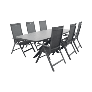 Hartman Napoli/Soreno deens ovale verstelbare tuinset 240x110 cm. - Licht grijs