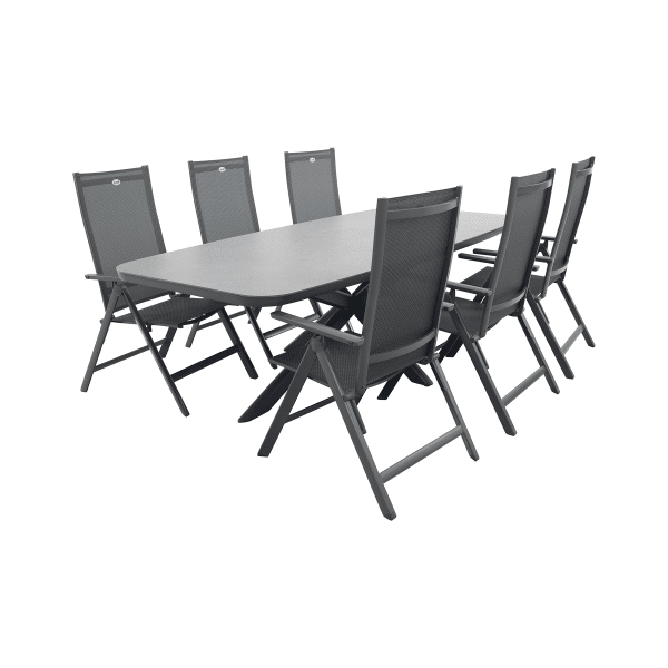 Hartman Napoli/Soreno deens ovale verstelbare tuinset 240x110 cm. - Licht grijs