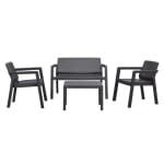 Leen Bakker - Loungeset Emily - /antraciet - 4-delig - Kunststof - Grijs - 126x76x46.8 Cm
