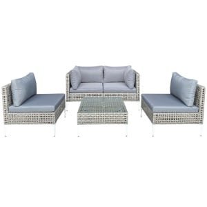 Rieten Tuinmeubel Set Balkonmeubel Set met Zit- & Rugkussens Tuinset