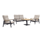 Solaro/Medina verstelbare (4-persoons) stoel-bank loungeset - Zand / Teak