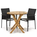 Tuinset Delia zwart stapelbaar met Milton tafel rond 80
