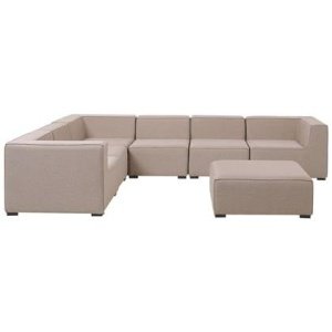 Beliani - AREZZO - Loungeset voor 7 Rechtszijdig - Beige - Polyester