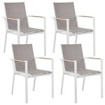 Beliani - BUSSETO - Tuinstoel set van 4 - Grijs - Aluminium