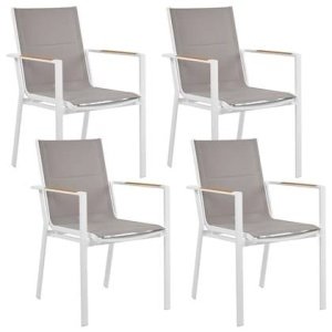 Beliani - BUSSETO - Tuinstoel set van 4 - Grijs - Aluminium