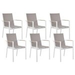 Beliani - BUSSETO - Tuinstoel set van 6 - Grijs - Aluminium