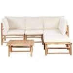 Beliani - CERRETO - Loungeset 5-zits hoekbank - Wit - Bamboehout