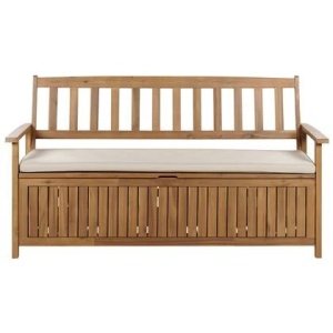 Beliani-SOVANA-Tuinbank met opbergruimte-Lichthout|Taupe-Acaciahout