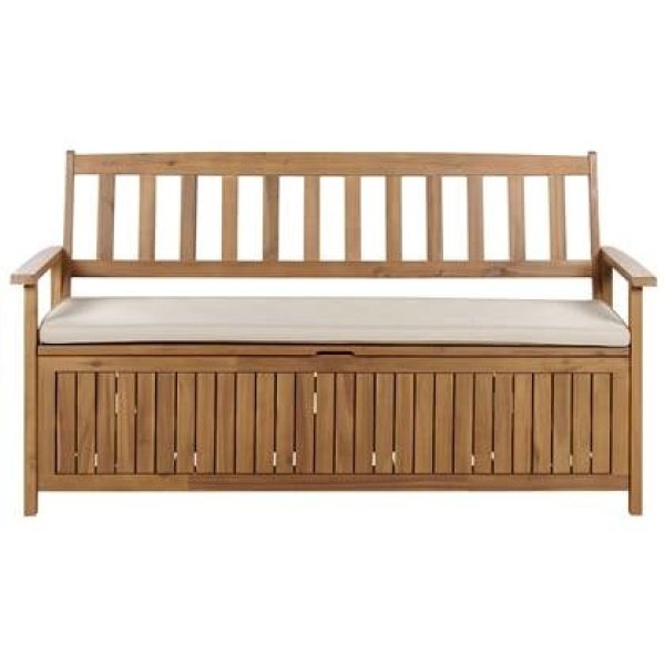 Beliani-SOVANA-Tuinbank met opbergruimte-Lichthout|Taupe-Acaciahout Beliani-SOVANA-Tuinbank met opbergruimte-Lichthout|Taupe-Acaciahout