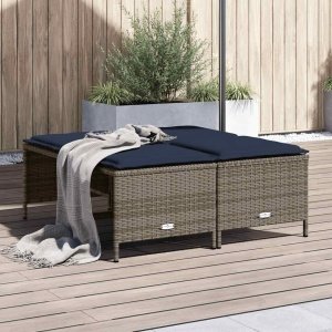 Tuinstoelen met kussens 4 stuks grijs polyrotan