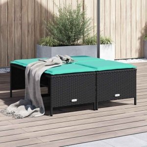 Tuinstoelen met kussens 4 stuks zwart polyrotan