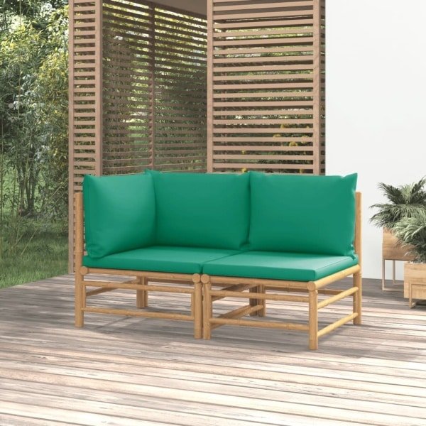 2-delige Loungeset met kussens bamboe groen 2-delige Loungeset met kussens bamboe groen