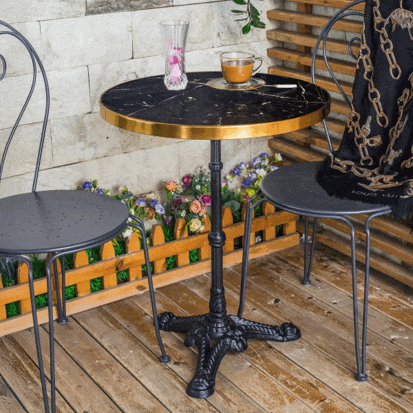 Artistiq Bistrotafel 'Kalman' Marmer, 57cm, kleur Zwart