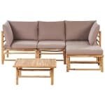 Beliani - CERRETO - Loungeset 4-zits hoekbank - Taupe - Bamboehout