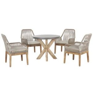 Beliani - OLBIA - Tuinset voor 4 Rond - Grijs|Beige - Vezelcement