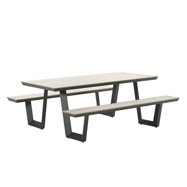 Bell picknick set 200x90xH75 carbon black/ light teak polyw - Garden impressions