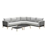 Carmen loungeset 5-dlg c. black/ grijs/ teak look - Garden impressions