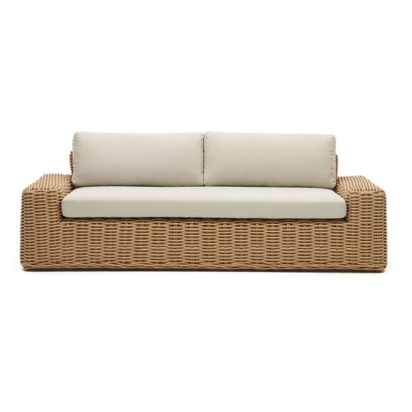 Kave Home 3-zits Bank Portlligat Rattan - Lichtgrijs Kave Home 3-zits Bank Portlligat Rattan - Lichtgrijs