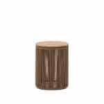 Kave Home Outdoor Bijzettafel 'Dandara' Acaciahout en touw, 40cm, kleur Beige