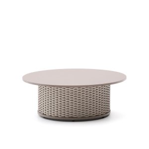 Kave Home Outdoor Salontafel 'Sedalis' Aluminium en touw, 99cm, kleur Taupe