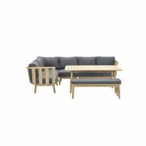 King L/D set 6-dlg acacia white wash/ antraciet - Garden impressions