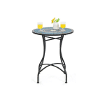 Metalen Tuintafel Ronde Tuintafel met Mozaïekpatroon 60 x 72 cm Blauw