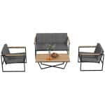 Outsunny Weerbestendige 4-Persoons Tuinset Balkonset met 2-Persoons Sofa, 2 Stoelen en Salontafel Grijs