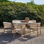 Rivièra Maison Ronde Tuintafel Saint Tropez Teakhout en touw, 140cm - Naturel