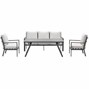Sergio Loungedining sofa set 4-delig carbon black/desert sand - Garden impressions