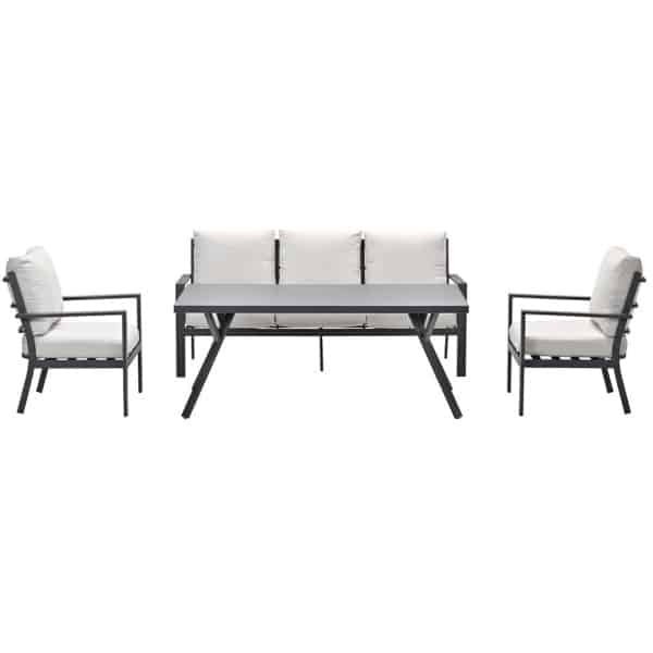 Sergio Loungedining sofa set 4-delig carbon black/desert sand - Garden impressions