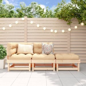 3-delige Loungeset massief grenenhout