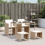 5-delige Tuinset met kussens poly rattan beige
