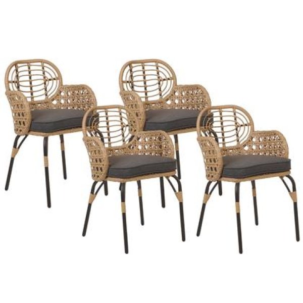 Beliani - PRATELLO - Tuinstoel set van 4 - Naturel - Rotan
