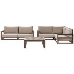 Beliani-TIMOR-Loungeset 4-zits-Donkere houtkleur-FSC® acaciahout